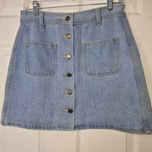 Falmer Heritage Denim‎ Button-Front yellow stitching womens skirt M
